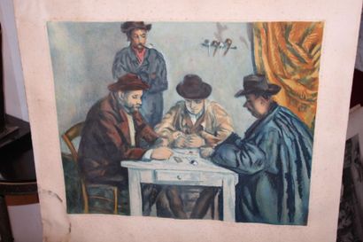 null Jacques VILLON - Gravure d'après Cézanne - " Joueur de cartes " signée en bas...