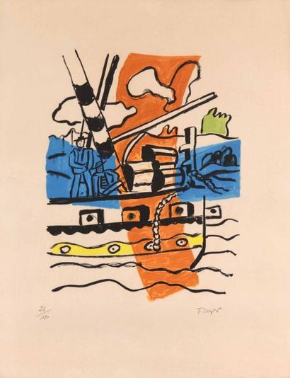 null Fernand LEGER - Bateau - Lithographie signée en bas à droite et n°26/180. -...