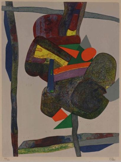 null Maurice ESTEVE (1904-2001) - Composition moderne - Lithographie signée en bas...