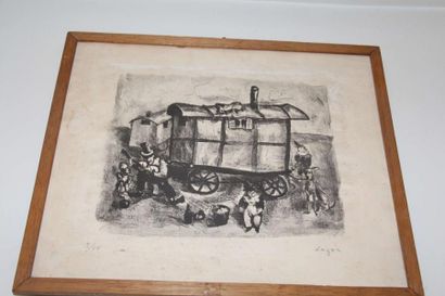 null LAGAN - A. roulotte - Lithographie signée et n°3/50 - 31x39cm