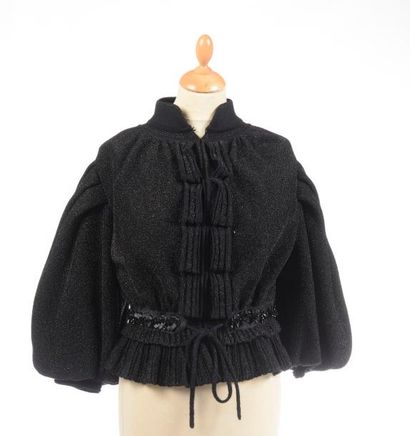 null CHRISTIAN LACROIX : gilet en laine et polyester noir, taille agrémentée de petits...
