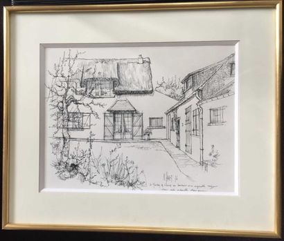 null Dessin "Maison de campagne" par HAROT (47.5x39cm)