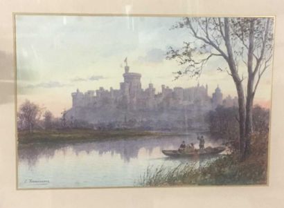 null L. TIMMERMANS - Vue du Château de Windsor - Aquarelle sur papier signée en bas...