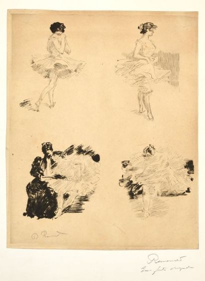 null Paul RENOUARD (1945-1924) Danseuses Eau-forte signée dans la planche. 28 x 22...