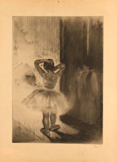 null Louis LEGRAND (1863-1951) Danseuse de dos (dans les coulisses) Eau-forte et...