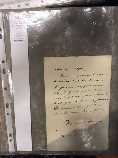null HUGO Victor. Lettre autographe signée à (Henri Brissac ?). Paris, 14 août 1880...