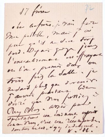 null HUGO Victor. Lettre autographe signée V.H. à un « cher confrère ». Paris, 17...