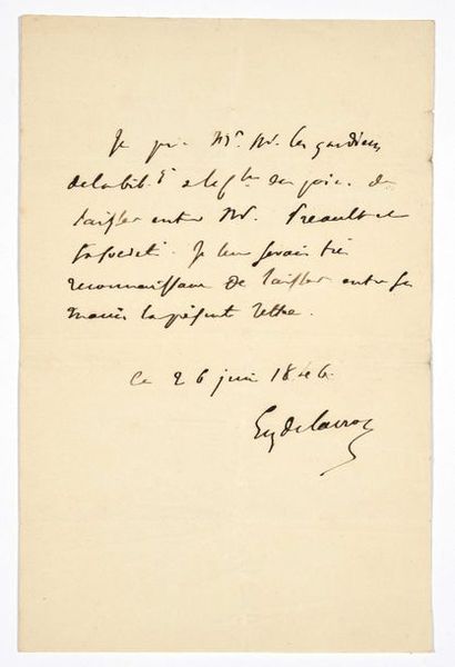 DELACROIX Eugène. Lettre autographe signée...