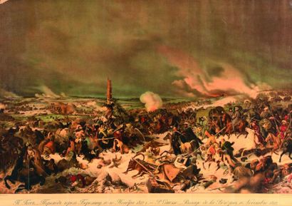 null Lot de deux lithographies en couleurs: la bataille de Borodino et le passage...