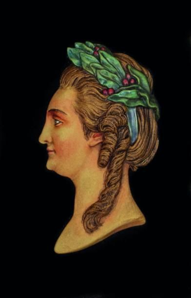 null PEINTRE ANONYME du XIXème siècle. Portrait en profil de l’impératrice Catherine...