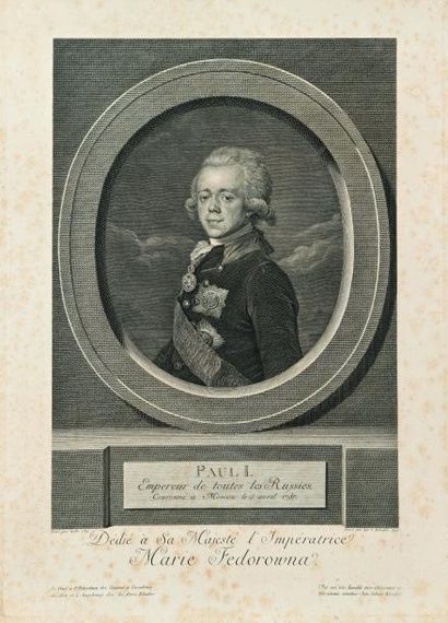 null KLAUBER IOHANN-SEBASTIAN d’après Voille. Portrait de l’empereur Paul Ier. 1797....