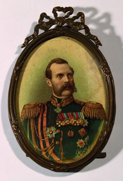 null Portrait de l’empereur Alexandre II. Lithographie, cadre. H.: 12 cm.