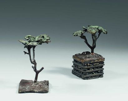 null Lev STERN (né en Russie en 1945) Arbre de Jérusalem Bronze à patine verte, signé...