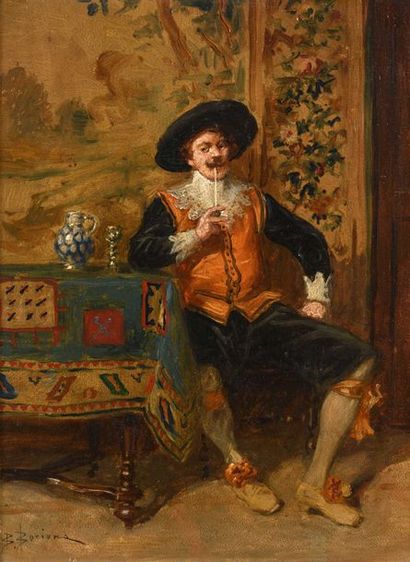 null Bernard Louis BORIONE (1865- ?) L’homme à la pipe Huile sur panneau, signée...