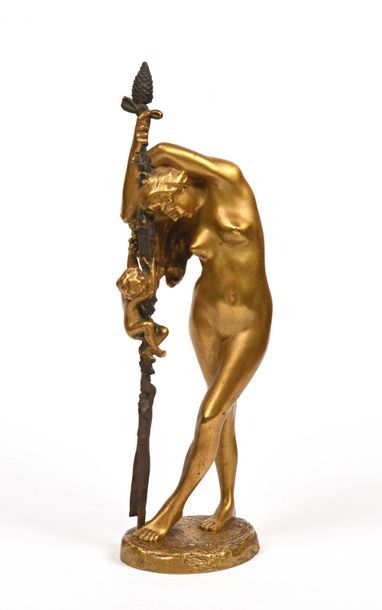 null Jean-Léon GEROME (1824-1904), d’après Figure de bacchante en bronze à patine...