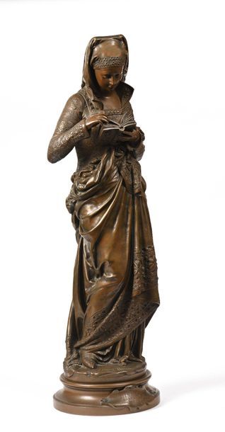 null Albert-Ernest CARRIER-BELLEUSE (1824-1887) La liseuse Epreuve en bronze à patine...
