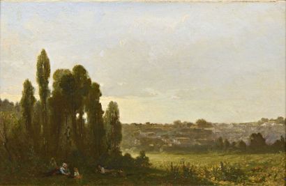null Ecole du XIXe siècle Paysage Huile sur toile. 44 x 28 cm