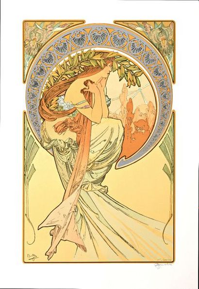 null Alphonse MUCHA (1860-1939) Les arts - 1898 Quatre lithographies. 76 x 53 cm