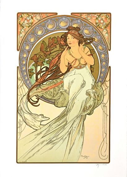 null Alphonse MUCHA (1860-1939) Les arts - 1898 Quatre lithographies. 76 x 53 cm