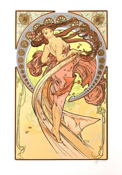 null Alphonse MUCHA (1860-1939) Les arts - 1898 Quatre lithographies. 76 x 53 cm