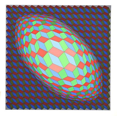 null VASARELY Victor (1906-1997) Composition cinétique Lithographie en couleurs,...