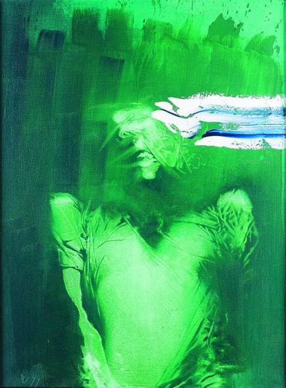 null Antonio RECALCATI (né en 1938) Portrait en vert, janv. 1999. Huile sur toile,...
