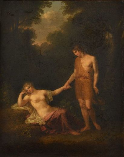 null Jacques-Antoine VALLIN (Paris vers 1760-1831), attribué à Daphnis et Cloé Huile...