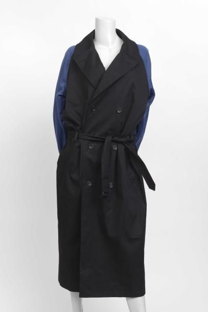 null Yohji Yamamoto Y3 pour adidas : Trench noir en coton Manches longues en polyester...