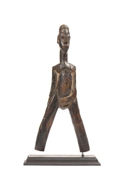 null Lance pierre Baoulé, côte d’Ivoire : Représentant un personnage , en bois, H...