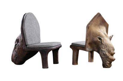 null Chaise rhinocéros Carton H 110 x L 105 x l 65 cm