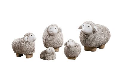 null Cinq moutons blancs Céramique H 27 x L 30 x l 18 cm