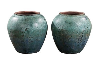 null Deux pots boules vert Céramique H 66 x L 66 x l 66 cm