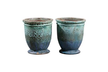 null Deux pots bleu vert Céramique H 60 x L 50 x l 50 cm