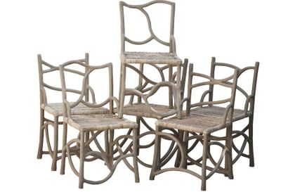 null Six chaises rustiques Carton H 87 x L 42 x l 47 cm