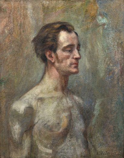 null 168 Suzanne FREMONT (1876-1962) Portrait d’homme en buste Huile sur toile, signée...