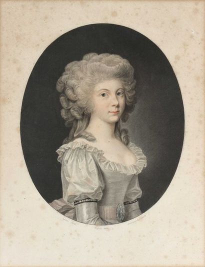 null 182 Charles Melchior DESCOURTIS (1753-1820) Portrait de Frédérique Louise Wilhelmine...