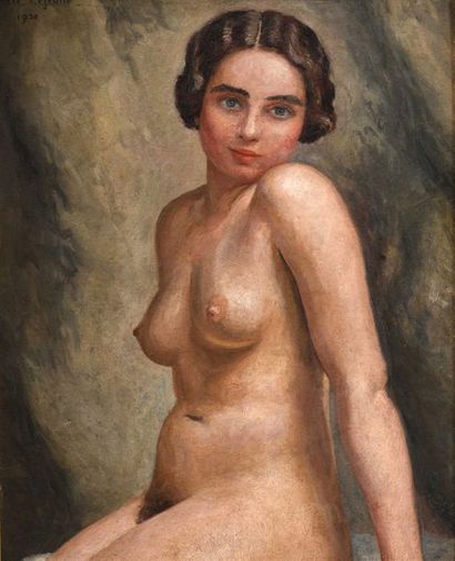 null 188 Emile LEJEUNE (1885-1964) Portrait de femme assise Huile sur carton, signée...