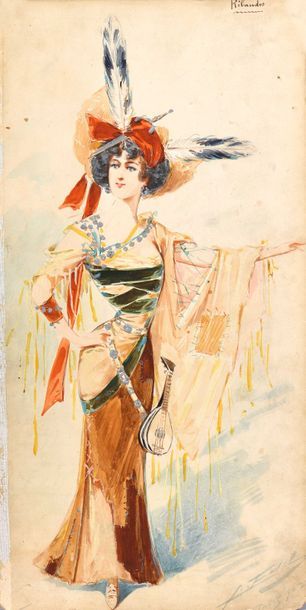 null 227 Alfredo EDEL (1859-1912) La Môme Phénice - Alguazil Deux projets de costumes...