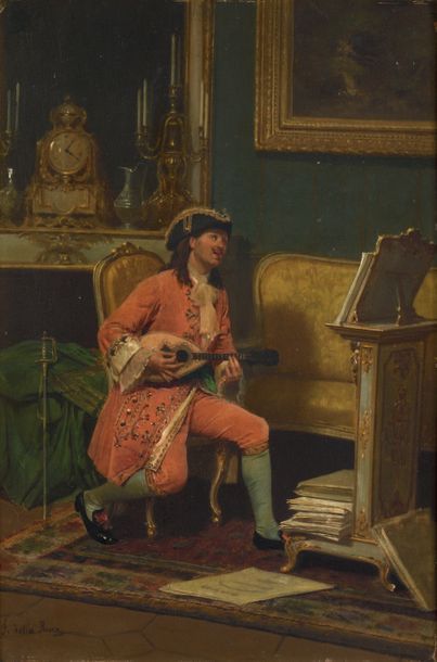 Giovanni DELLA ROCCA (Reggio Emilia, 1788-1858) Joueur de mandoline en costume Louis...