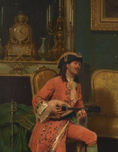 Giovanni DELLA ROCCA (Reggio Emilia, 1788-1858) Joueur de mandoline en costume Louis...