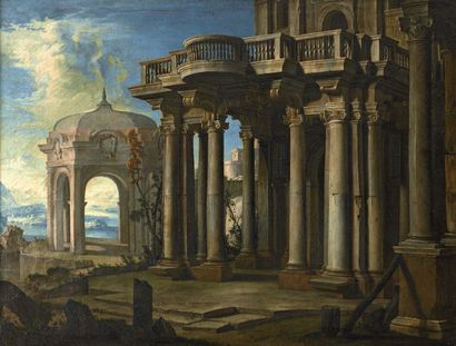 Pietro PALTRONIERI dit Il Mirandolese (Mirandola, 1673-Bologne, 1741) Façade de palais...