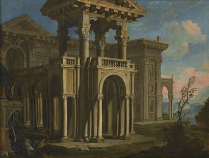 Pietro PALTRONIERI dit Il Mirandolese (Mirandola, 1673-Bologne, 1741) Façade de palais...