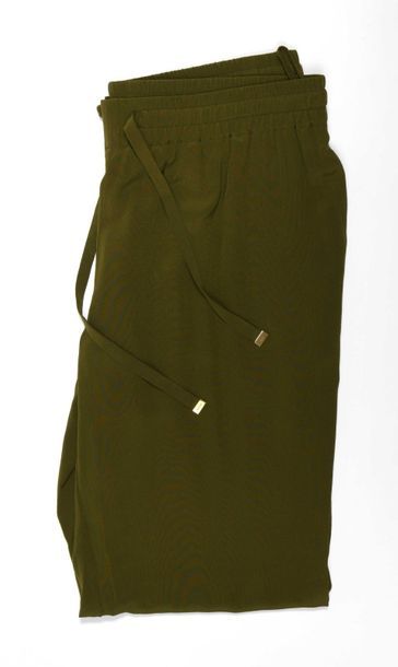 null GUCCI : pantalon sport swear en soie vert bronze. T. 38/40 - bon état