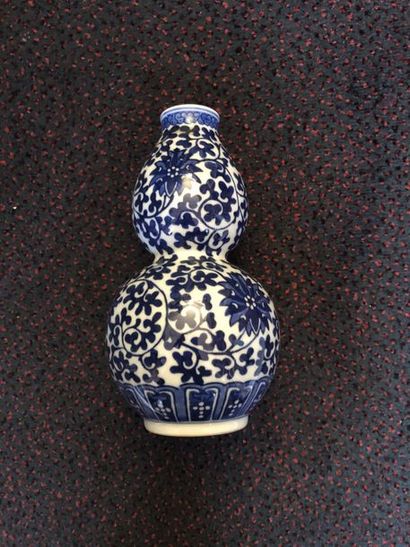 null Petit vase double gourde Chine Bleu blanc