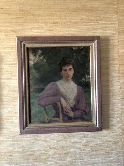 null Ecole moderne, portrait de femme, huile sur toile 54x45 cm