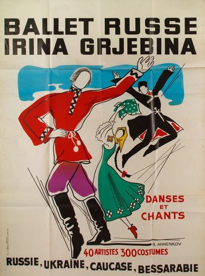 ANNENKOV, Georges (1889-1974) Affiche « Ballet russe, Irina Grjebina».
Paris. Lithographie....