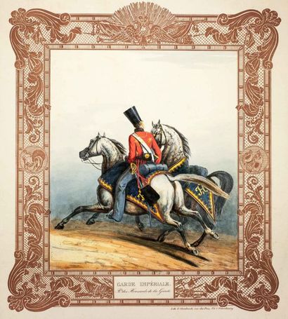 VERNET Pierre Marie Joseph (1797-1873) Ensemble de 11 lithographies coloriées représentant...