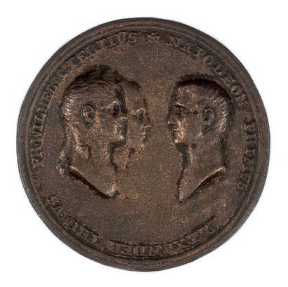 null Médaille commemorative de la Paix de Tilsit en 1807.
Bronze. Prusse, d’apres...