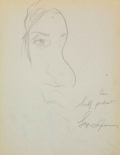  LIFAR, Serge (1905-1986) Autoportrait.
Crayon sur papier. 27,0 x 20,6 cm.
Annoté...