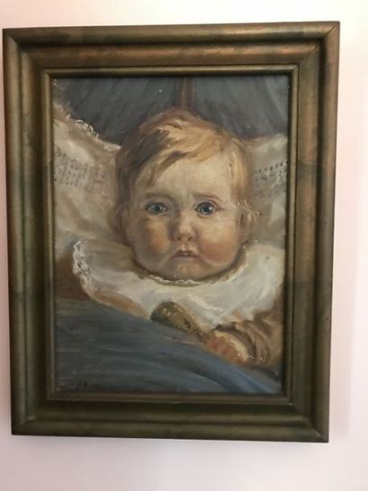 null Lauritz HOWE (1869-1945) Portrait d’un enfant Huile sur panneau Signé en bas...